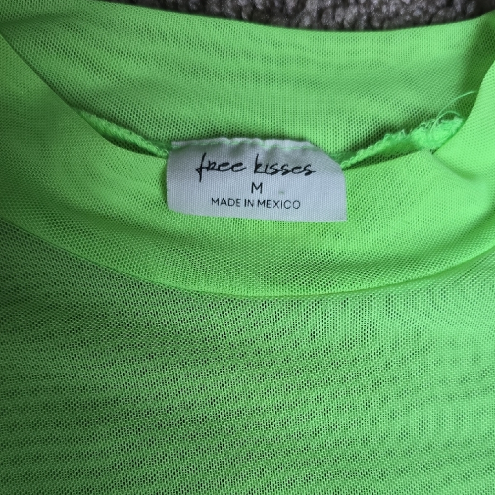 Free Kisses Neon Green Mesh Top - Picture 3 of 5